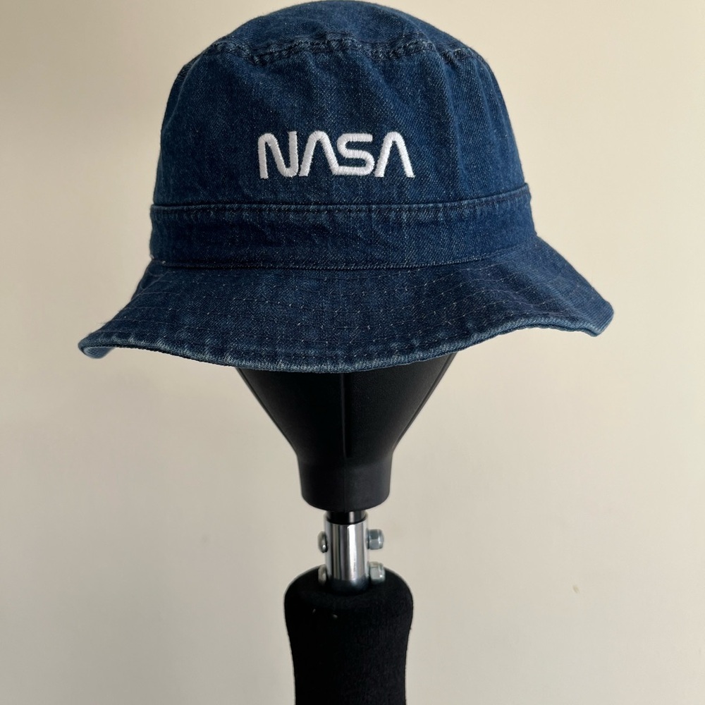 NASA embroidered Denim Bucket Hat - Blue OS